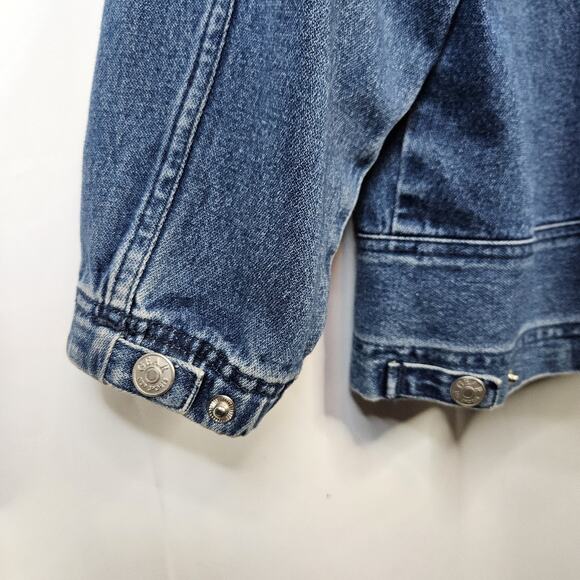 VTG 90s Coat Jacket Large Denim Oversized Puff Paint Embellished Southwestern - Picture 15 of 15